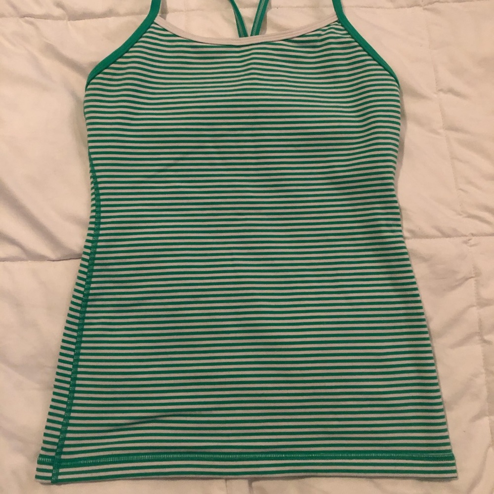 Lululemon Power Y Tank Green White Striped